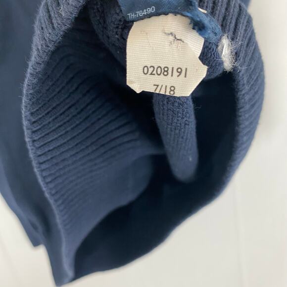 Tommy Hilfiger L (12-14) Navy Red Colorblock Sweater Logo Pullover Long Sleeve - Picture 8 of 10